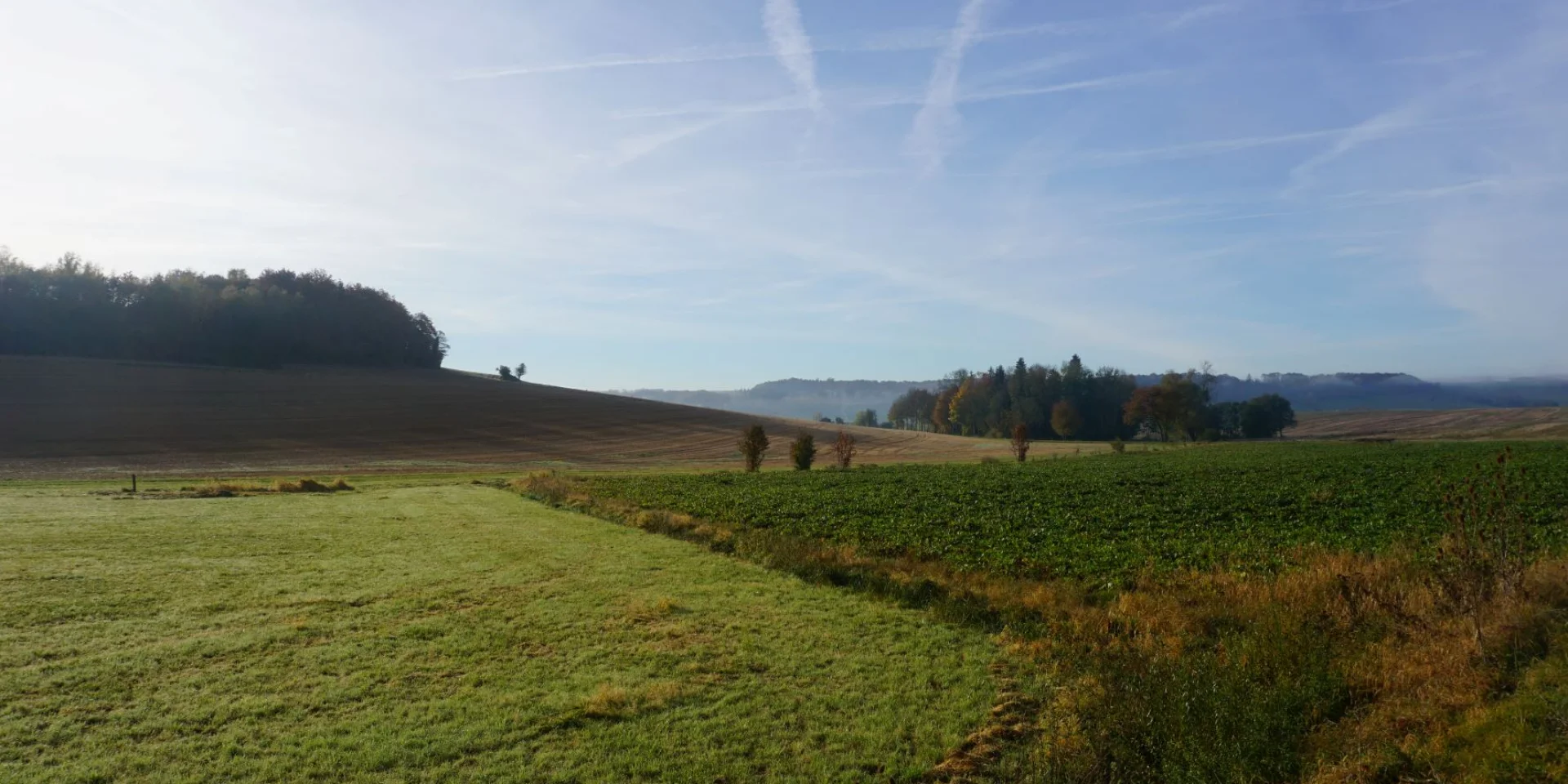 Vue sur la plaine un jour de printemps sur la route vers Xaronval